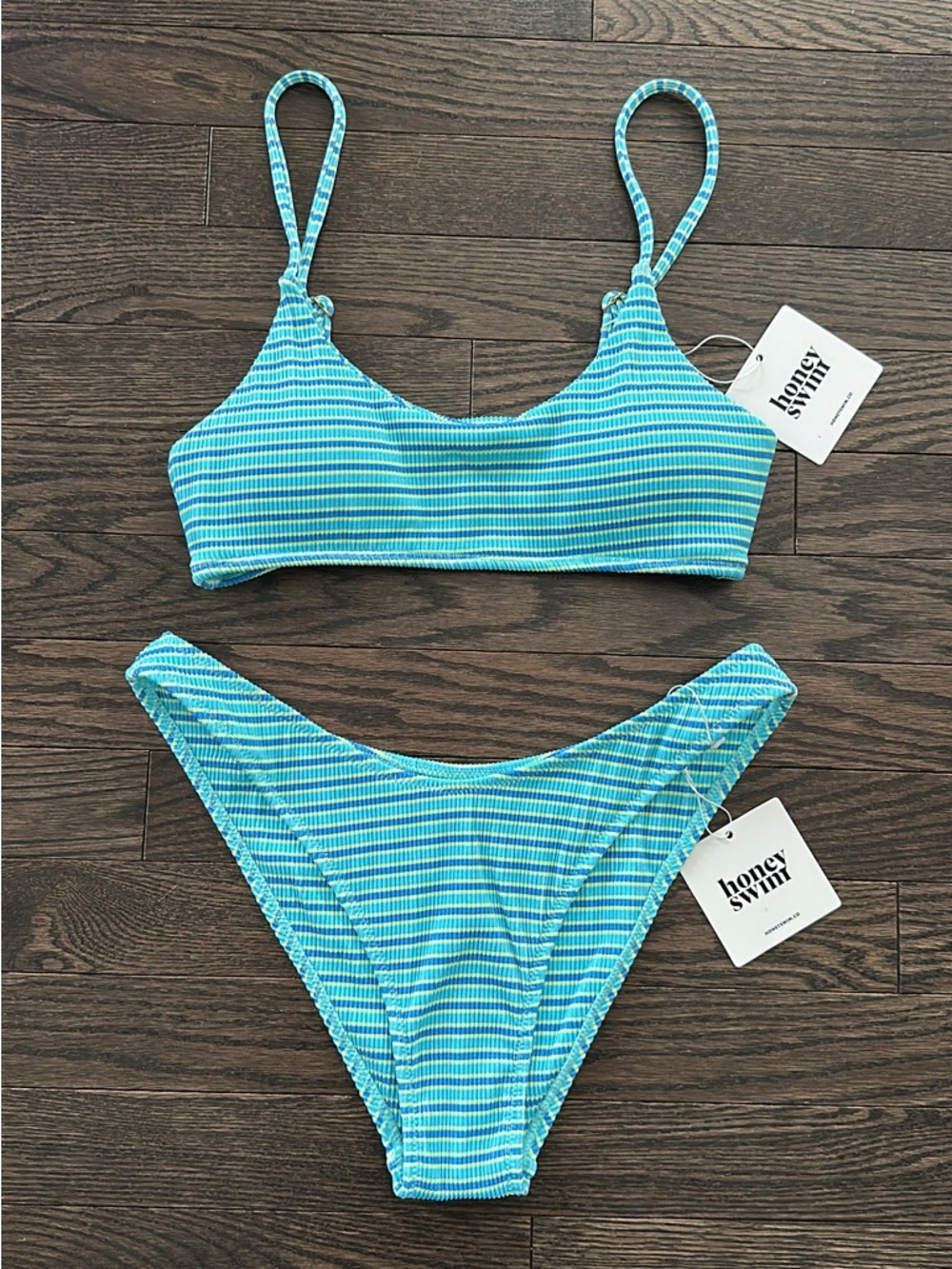 Honey Swim Lani Ribbed Bralette Bikini Set